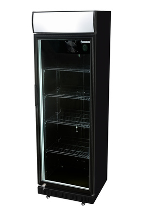 Schwarzer Gewerbekühlschrank mit Leuchthaube 